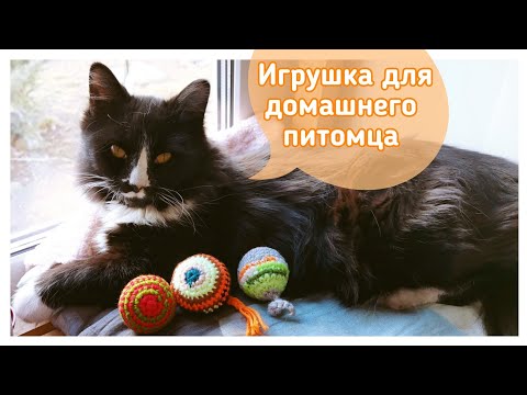 Видео: Мячик для КОТА / СОБАКИ крючком 🐾 Вяжем из остатков пряжи