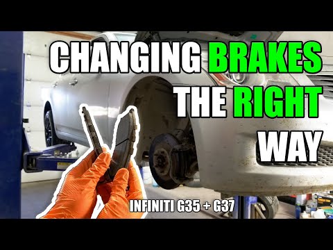 Видео: Как заменить тормозные колодки и роторы на Infiniti G35/G37 | Extra Quiet