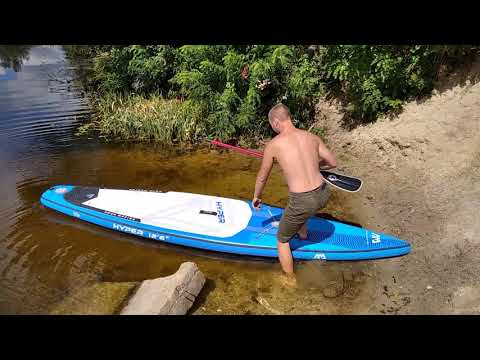 Видео: SUP Aqua Marina Hyper 12.6. Обзор сап-доски, распаковка Аквамарина Хайпер и первый спуск на воду