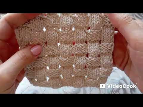 Видео: Об'ємний візерунок "Шахівка" спицями.
