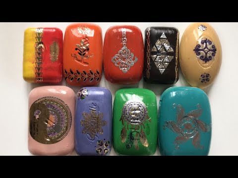 Видео: ASMR dry soap cutting, varnished soap, patterned soap, satisfying video/резка лакированного мыла