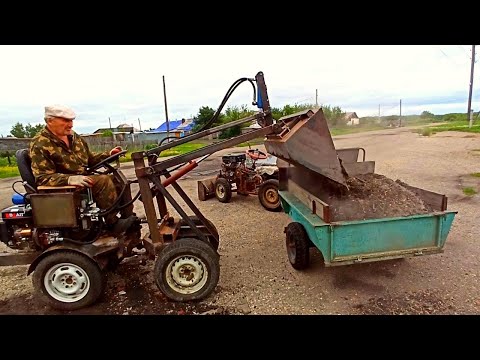 Видео: Вывозим шлак на минитракторе и мини погрузчике. Сосед попросил помочь.