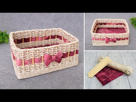 Видео: Красивая Корзинка из Бельевой Веревки - Beautiful Basket with Clothesline Rope