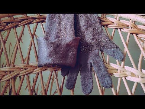 Видео: Мастер-класс по валянию из шерсти. Перчатки.