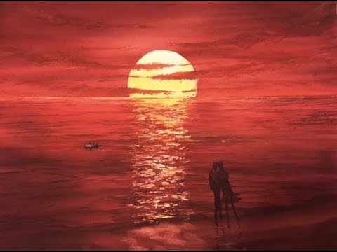 Видео: Красный Закат Акварель. Red Sunset in Watercolour, using masking tape