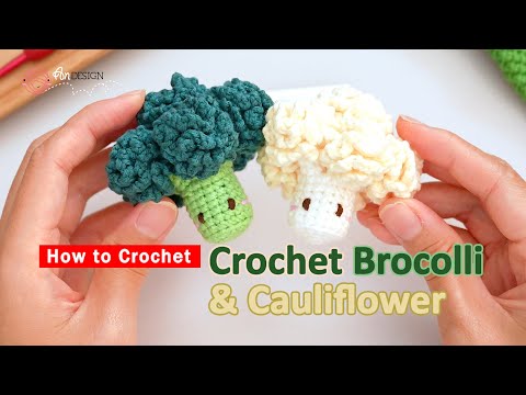Видео: Вяжем крючком милые брокколи и цветную капусту 🥦🧡 | Урок по приготовлению овощей-амигуруми без шитья