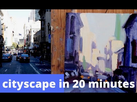 Видео: ГОРОДСКОЙ ПЕЙЗАЖ за 20 МИНУТ ДЕМО-МАСЛЯНАЯ РИСУНОК
