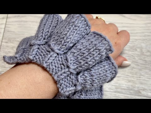 Видео: Узор спицами"РЮШИ".Knitting patterns. Ruches "Bells"