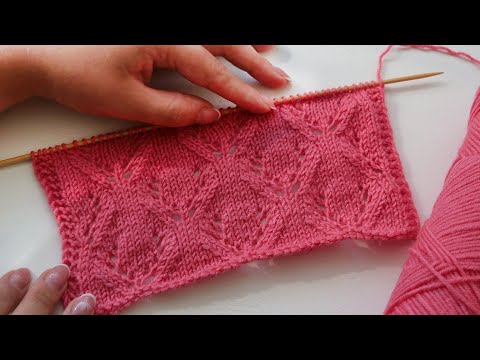 Видео: Ажурный симметричный узор спицами 🌹 Eyelet symmetrical knitting pattern