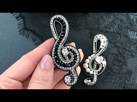 Видео: Брошь Скрипичный Ключ. Handmade tutorial. DIY. Вышивка. Вышиваем брошь.