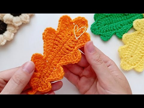 Видео: Вязаный листик дуба крючком 🍂🧡 МК🧶Crochet a leaf with 💞