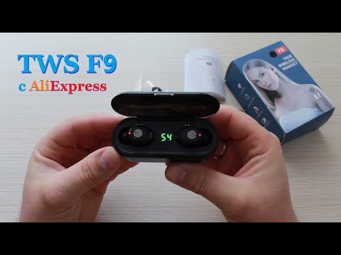 Видео: Сенсорные беспроводные наушники от TWS F9, с индикацией заряда и POWER BANK.