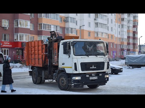 Видео: Мусоровоз МКМ-3403 (МК-3451-03) на шасси МАЗ-5340B2 (А 632 НК 122). / Garbage truck MAZ-5340.