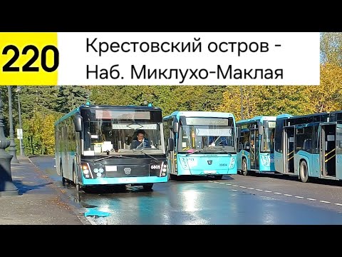 Видео: Автобус 220. Крестовский остров - Наб. Миклухо-Маклая