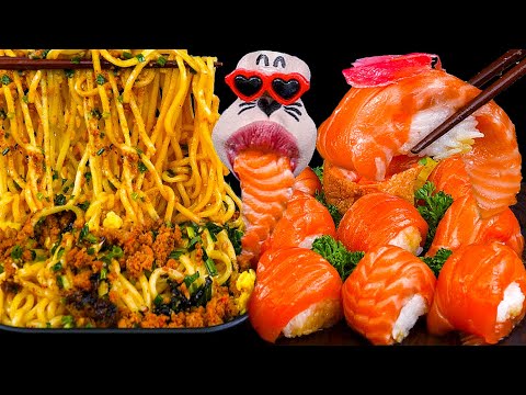 Видео: Гигантский суши с лососем и праздник лапши Maze Soba 🍣🍜 | ASMR-шоу поедания REALMOUTH