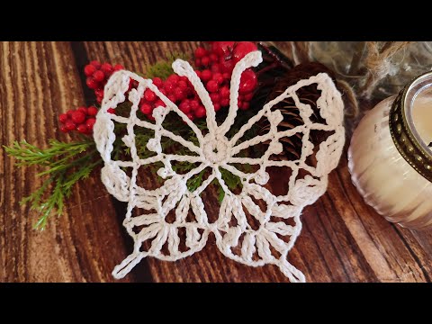 Видео: Новогодняя подвеска "БАБОЧКА" крючком /"Mariposa" crochet