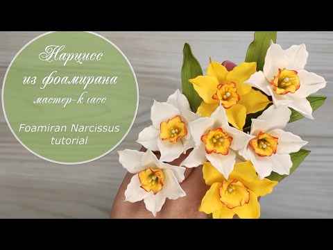 Видео: Нарцисс из фоамирана (мастер-класс) / Foamiran Narcissus (daffodil ) tutorial