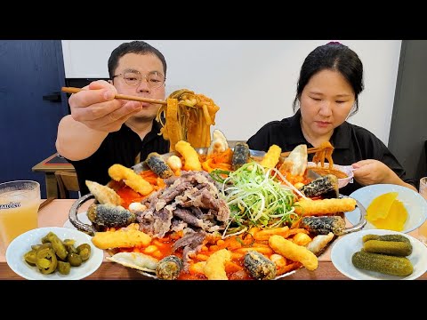 Видео: Токпокки с говядиной и различными жареными блюдамиㅣCookingㅣMukbang