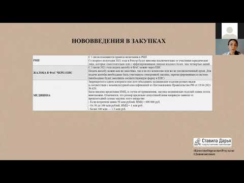 Видео: Дарья Ставила: Нововведения в закупках, лайфхаки