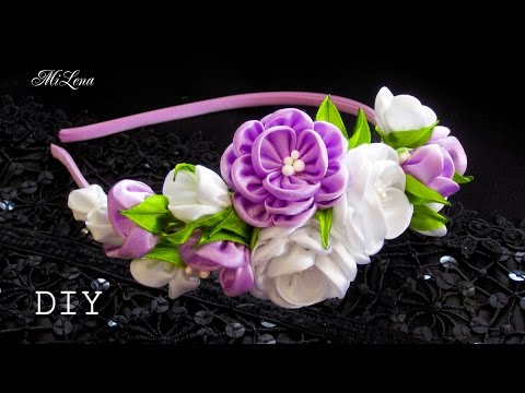 Видео: ОБОДОК КАНЗАШИ, МК / DIY Kanzashi Headband