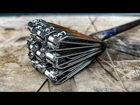 Видео: От щипчиков для ногтей до смертоносного ножа: самый безумный эксперимент по ковке.
