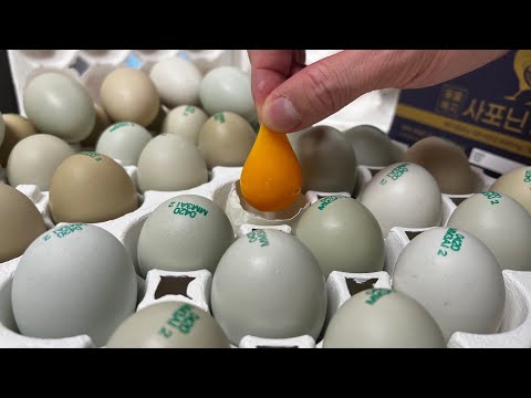 Видео: Отличие от обычных яиц! Легендарный процесс производства голубых яиц - корейская еда
