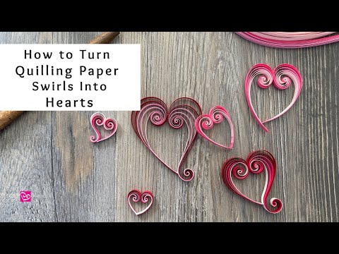 Видео: Как превратить завитки из бумаги для квиллинга в сердечки | Простые идеи для поделок из бумаги | ...