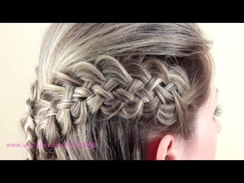 Видео: Причёска с плетением из 5 прядей. Hairstyle of braids