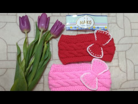 Видео: Вязаные повязки на голову для девочки. Весенние повязки. МК. Вязание спицами.