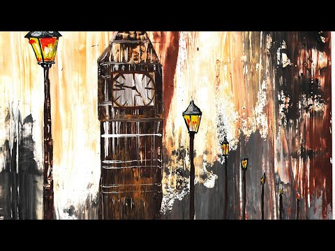 Видео: Интерьерная картина, Биг Бен. Как нарисовать Лондон. Городской пейзаж. Лондон гуашью легко.
