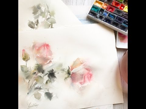 Видео: Акварель, розы / Watercolor roses by CanotStop Painting