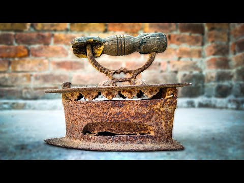 Видео: Реставрация старинного угольного железа - очень ржавая реставрация