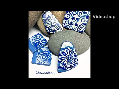 Видео: Искусственная керамика из полимерной глины, сине-белая, контролируемая мокуме-гане