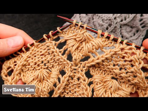 Видео: Узор спицами "Каменный Цветок" - вяжется проще, чем может показаться! / Svetlana Tim