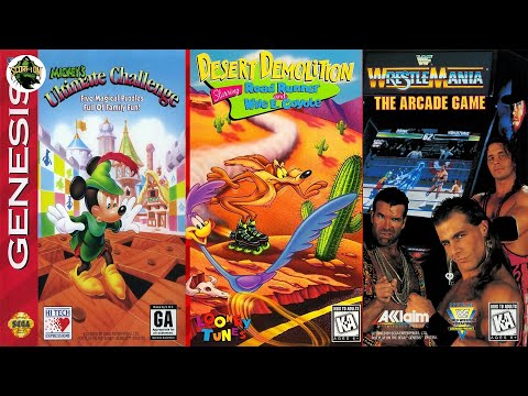 Видео: Прохождение игр Desert Demolition | Mickey's Ultimate Challenge | WWF WrestleMania (SEGA).