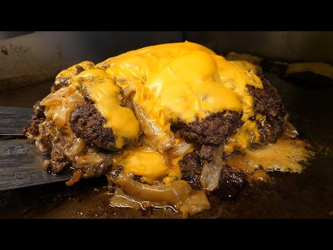 Видео: Гигантский чизбургер! Коллекция очень больших блюд (пицца с сыром, свиная отбивная с сыром)