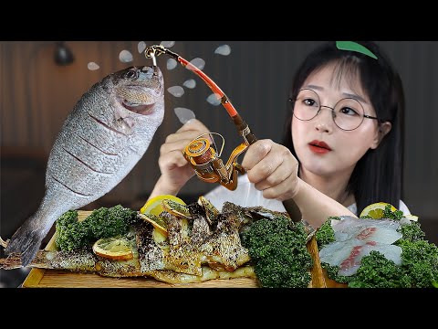 Видео: Первая рыбалка!🎣 Ешьте жареный окунь и сашими🐟 | ASMR MUKBANG