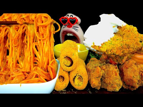 Видео: ASMR MUKBANG :) Шоу поедания розовой пасты и сыра с курицей и сырными колбасками!