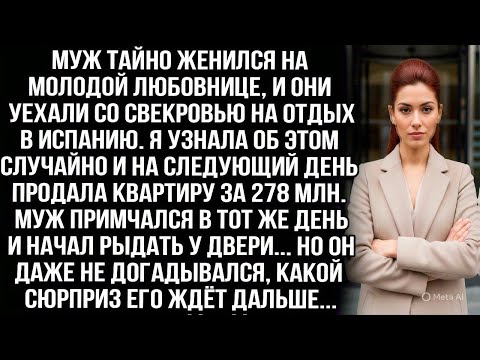 Видео: Муж тайно женился на любовнице и уехал на отдых. Я узнала и продала квартиру за 278 млн, он рыдал...