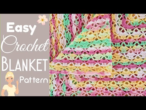 Видео: Легкое квадратное детское одеяло крючком 🍰 Торты и свечи Учебное пособие по кружевному квадратному