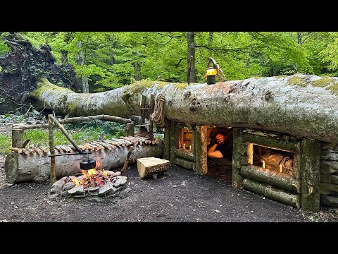 Видео: Кемпинг Bushcraft Shelter; Строительство секретного убежища для выживания под деревом
