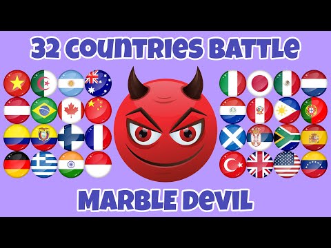 Видео: Выжить в мире ДЬЯВОЛА — 32 страны — гонка Algodoo Marble Race