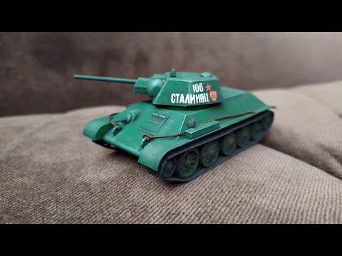 Видео: Модель танка Т-34 к 9 Мая. Сборка и покраска аэрографом + простой везеринг.