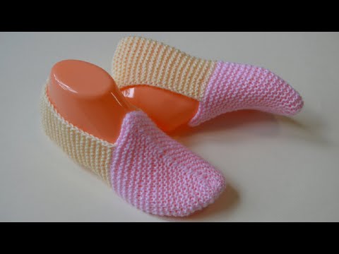 Видео: Следки - тапочки спицами
