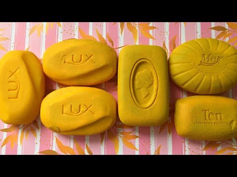 Видео: Бархатное жёлтое и сухое мыло | Velvet yellow and dry soap ASMR Soap|
