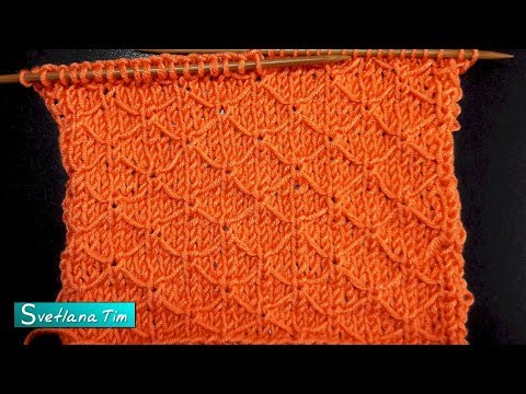 Видео: Узор Ромбы на лицевой глади "Шпалеры". Вязание спицами # 626