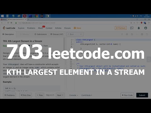 Видео: Разбор задачи 703 leetcode.com Kth Largest Element in a Stream. Решение на C++