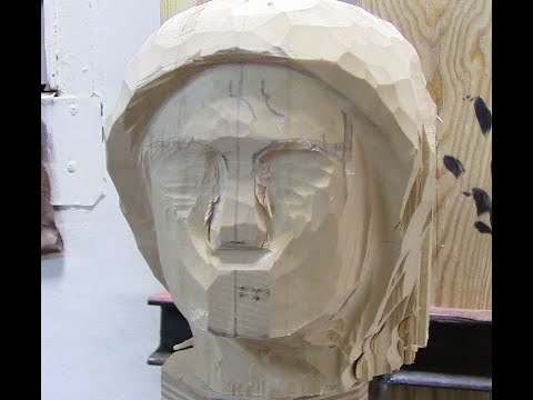 Видео: Резьба по дереву .Вырезаем человеческую голову . Вступление и грубая обтеска . Часть 1