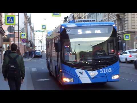 Видео: Троллейбус Санкт-Петербурга 8-219: БКМ-32100D б.3103 по №5 по изм. марш. (11.05.18)