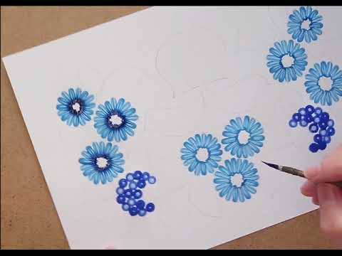 Видео: Мастер класс по петриковской росписи. Вазон. Ваза с цветами.  Drawing lessons.